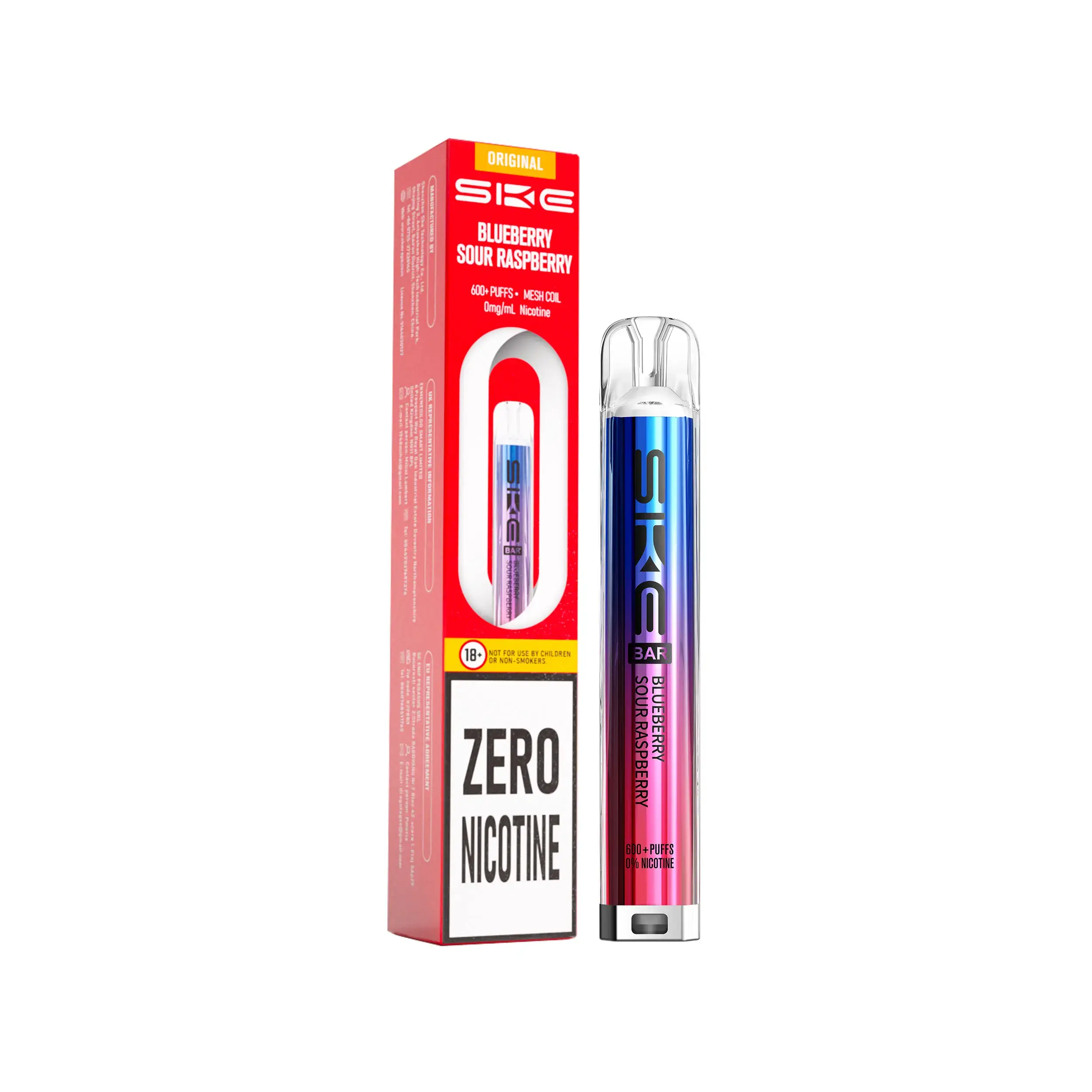 Blueberry Sour Raspberry SKE Crystal Bar 600 Zero Nicotine Kit
